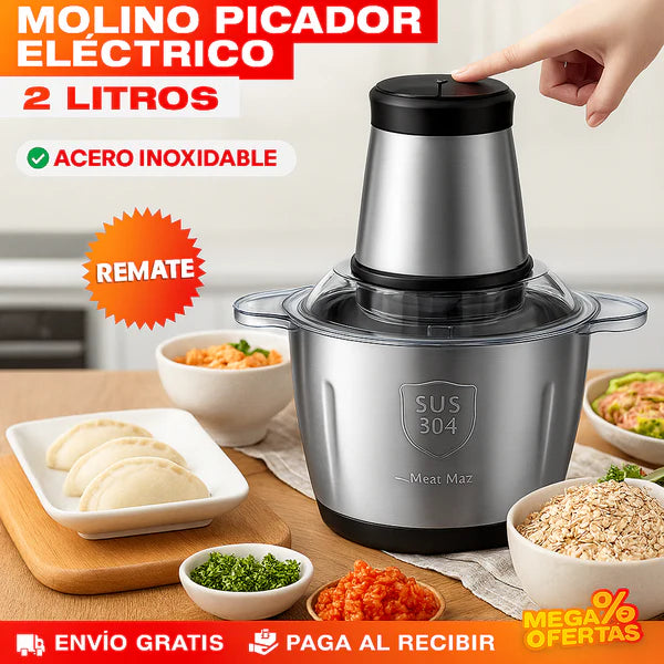 MOLINO PICADOR ELÉCTRICO ACERO INOXIDABLE 2 LITROS (TAMAÑO GRANDE)