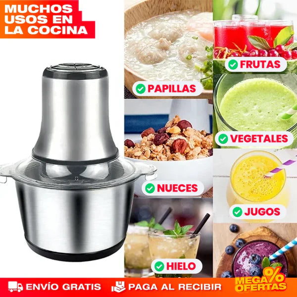 MOLINO PICADOR ELÉCTRICO ACERO INOXIDABLE 2 LITROS (TAMAÑO GRANDE)
